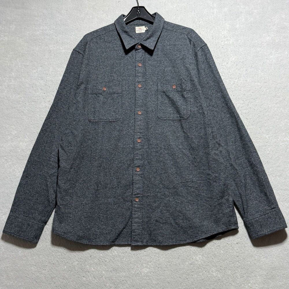 Faherty Knit Alpine Shirt Mens XXL Dark Grey Flannel Organic Cotton Stretch